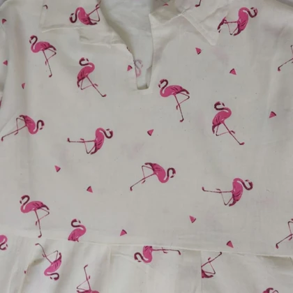 پیراهن زنانه لینن طرح فلامینگو