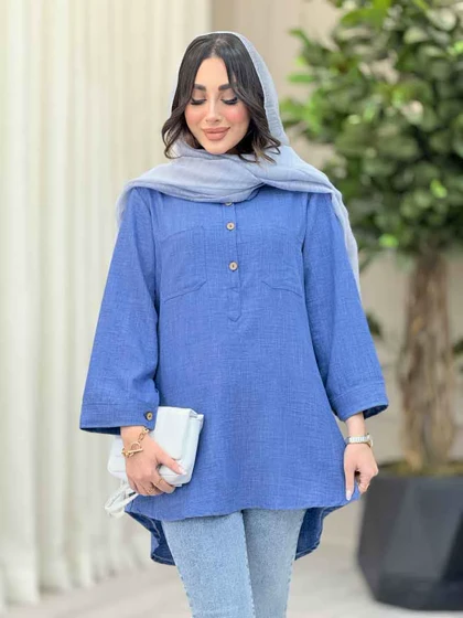 مانتو دو جیب یقه سه دکمه