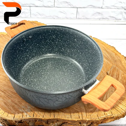 قابلمه 24 آنتیک دسته چوبی گرانیتی طوسی هاناتک