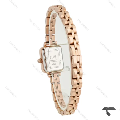 ساعت DW کوادرو مینی زنانه رزگلد صفحه نباتی بندفلزی DW-10698-L