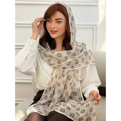 شال حریر مجلسی گاندوزی طرح لوئوه