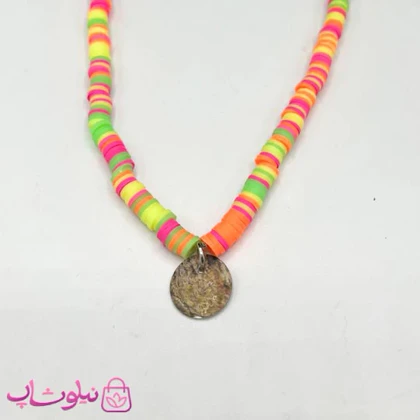 گردنبند زنانه فیمو با رنگ نارنجی زرد سبز کد 30