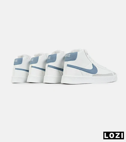 کفش کتانی ساق‌دار مردانه و زنانه سفید آبی Nike Blazer Low 77