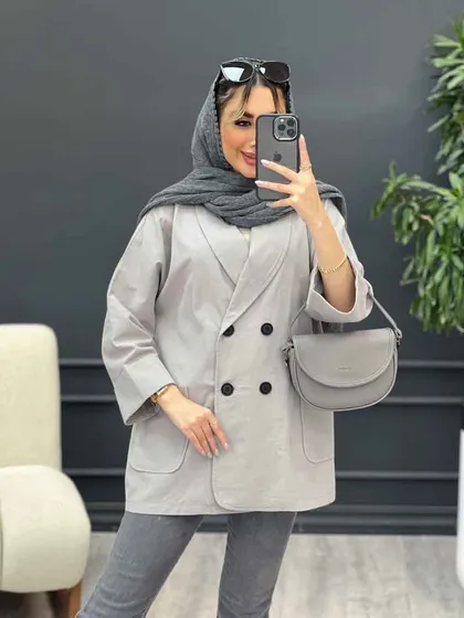 مانتو لینن چهار دکمه آستین پاکتی
