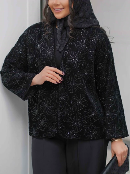 کراپ کت مخمل ترکیبی کد 1083