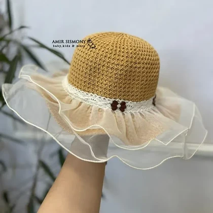 کلاه حصیری دخترانه پاپیونی