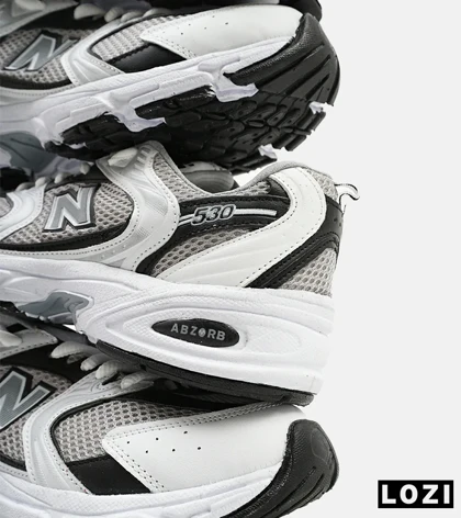 کفش کتانی مردانه و زنانه سفید خاکستری NEW BALANCE 530 مدل 4073