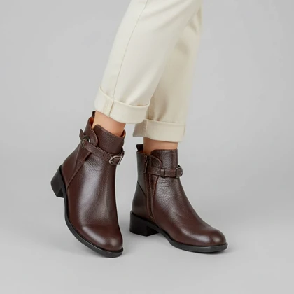 بوت چرم زنانه 260 زیپ و سگک