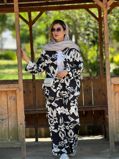 ست مانتو شلوار طرح دار