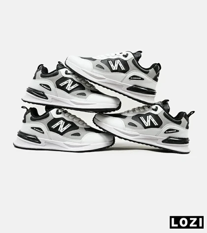 کفش کتانی مردانه سفید مشکی طوسی NEW BALANCE yg niubailun