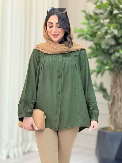 شومیز جلو چین دوخت دار