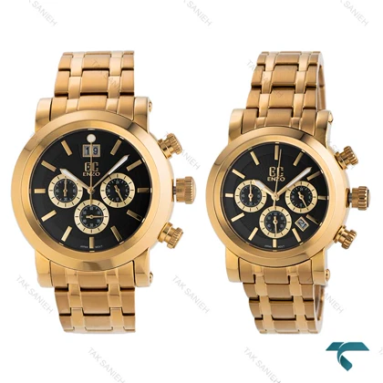 ساعت مچی اصل انزو ست EC-2168GBS طلایی صفحه مشکی Enzo-8132-S