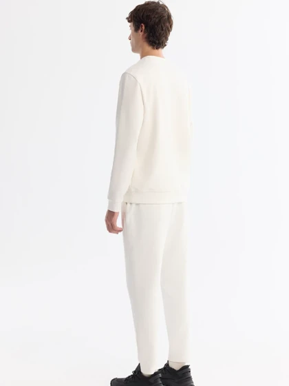 سویشرت یقه گرد سفید طرح دار NW / برند آووا ترکیه AVVA