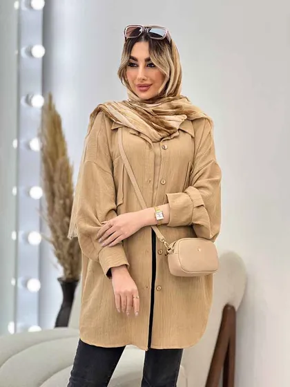 مانتو طرح چروک دو جیب