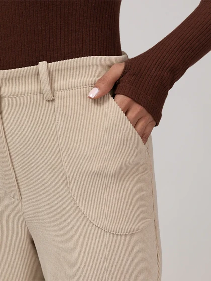 شلوار زنانه مخمل راسته جیب‌دار 10112