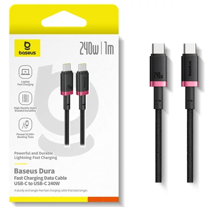 کابل تایپ سی به تایپ سی 240 وات 1 متری بیسوس Baseus P10377803U03 CB000169 سوپر فست شارژ و انتقال داده