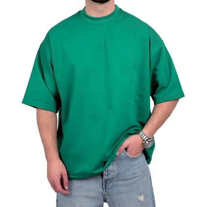 تیشرت ساده آستین کوتاه مردانه سبز مدل پنبه دونخ