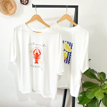 تیشرت باکسی زنانه مدل summer vibes