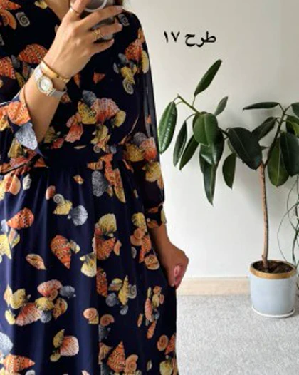 پیراهن حریر سرمه سری 14