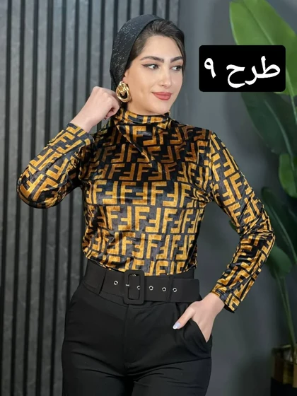 بلوز مخمل یقه شل کد 1617