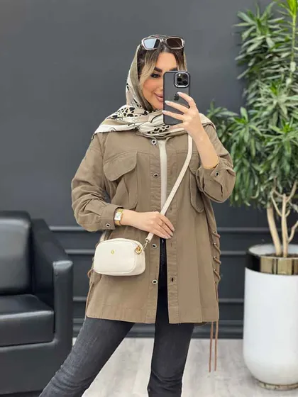 مانتو لینن جیب پیله بنددار