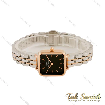 ساعت دنیل ولینگتون زنانه مربعی دو رنگ رزگلد صفحه مشکی DW-4480-L