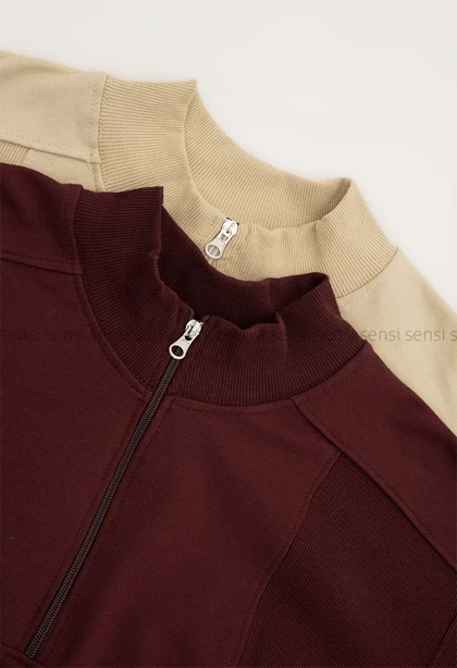 دورس نیم زیپ یقه کبریتی کد1004529