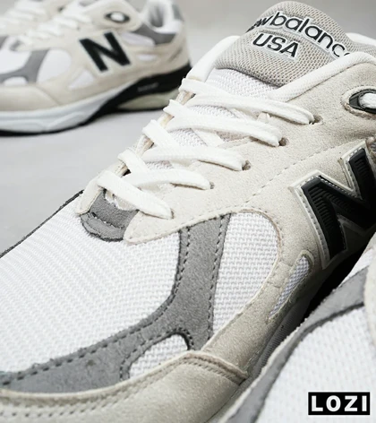 کفش کتانی طوسی مشکی کرم NEW BALANCE 990