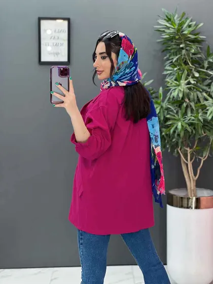 مانتو کتی چهاردکمه آستین کش