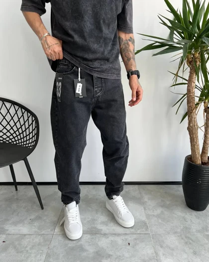 شلوار استریت فیت طوسی ساده Pull & Bear
