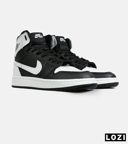 کفش کتانی ساق‌دار مردانه و زنانه مشکی سفید NIKE jordan 1 مدل 7684