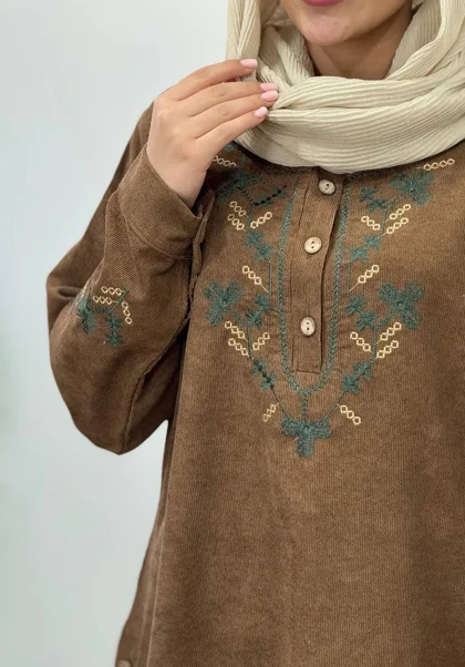 مانتو پاییزه گلدوزی شادی