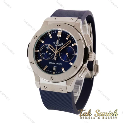ساعت هابلوت مردانه سه موتوره نقره ای سرمه ای Hublot-4900-G