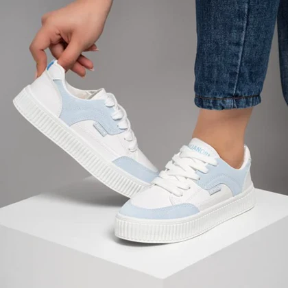 کفش و کتانی زنانه و دخترانه مدل فشیون FASHION رنگ سفید آبی