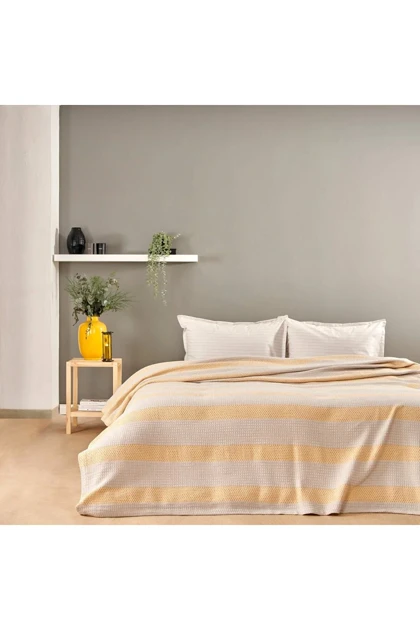 روتختی یک نفره Taç مدل Motto Softly Set پنبه‌ای - زرد