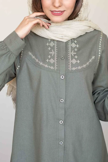 شومیز لینن مرجان گلدوزی‌دار خرید شومیز زنانه خنک
