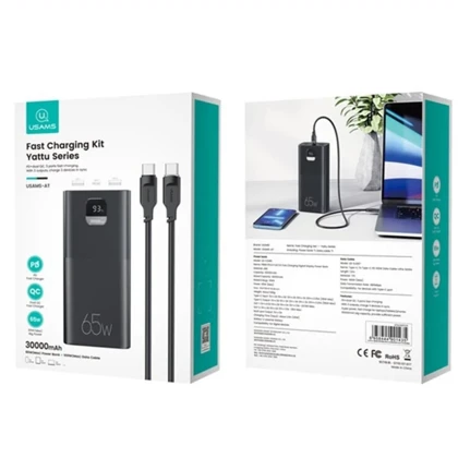 پاور بانک یوسامز USAMS مدل US-CD185 ظرفیت 30000 توان 65 وات با کابل
