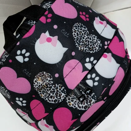 کیف مدرسه دخترانه مدل قلب و گربه heart cat با جامدادی