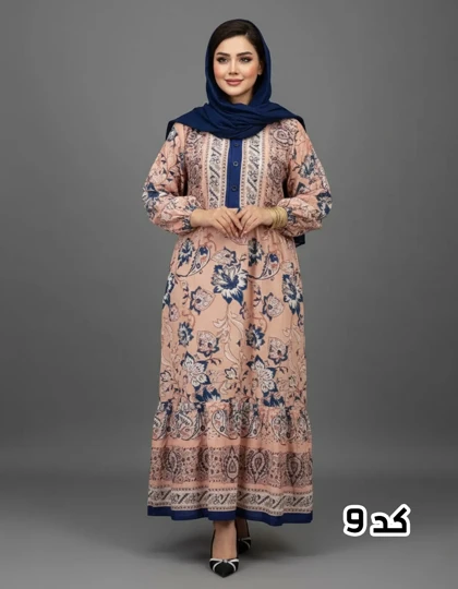 پیراهن ساحلی وارداتی دکمه دار طرح گل‌دار 7314