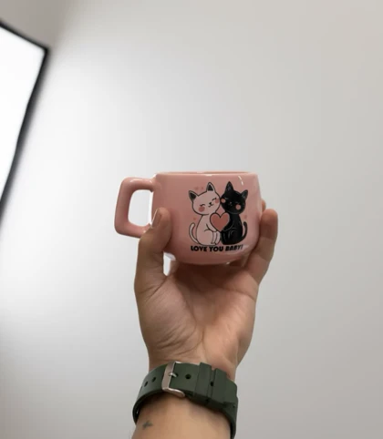 ماگ سرامیکی صورتی طرحدار