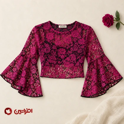 بلوز مجلسی زنانه بلک رز کد 7557 تمام گیپور