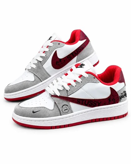 کفش کتانی زنانه مدل نایکی ترویس سفید قرمز طوسی Nike travis