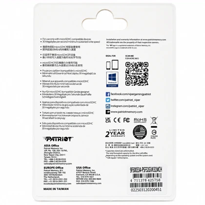 کارت حافظه میکرو اس دی پاتریوت PATRIOT مدل PSF32GVX31MCH ظرفیت 32GB
