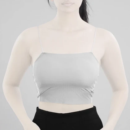 نیم‌تنه کاپ‌دار لیزری ورزشی زنانه مدل 5B0194 طوسی روشن