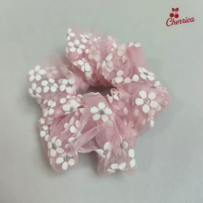 کش اسکرانچی توری بابونه صورتی کد 99