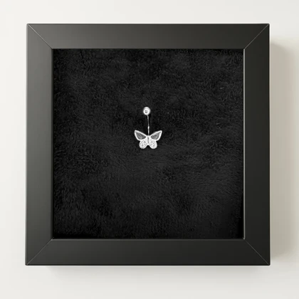 پیرسینگ نقره ناف مدل پروانه ساده و نگین‌دار