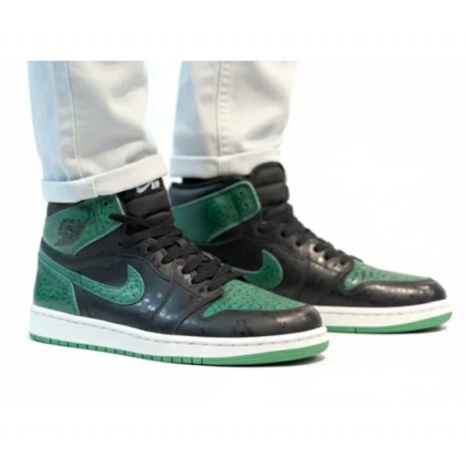 کتانی مردانه جردن ساق‌دار کاستوم مشکی سبز