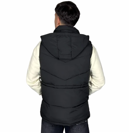 جلیقه پافر (بادی) کلاهدار مردانه - مشکی - مدل جیب‌دار تاکتیکال