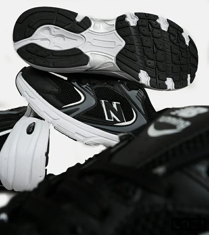 کفش کتانی زنانه و مردانه مشکی طوسی سفید NEW BALANCE 530 مدل 6625