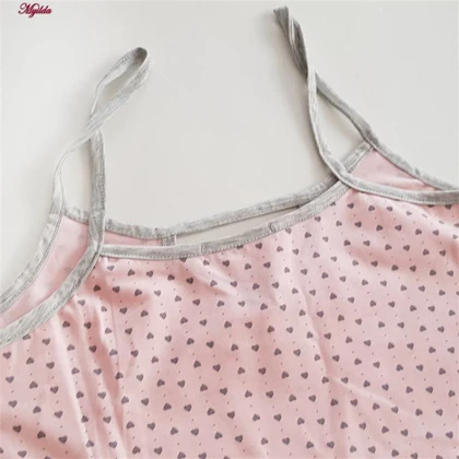ست تاپ و شلوارک زنانه کوزا مدل پنبه‌ای گلبهی کد 9184-2